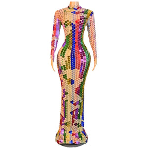 Women's Long Sequin Gauze Dress for Birthday Party