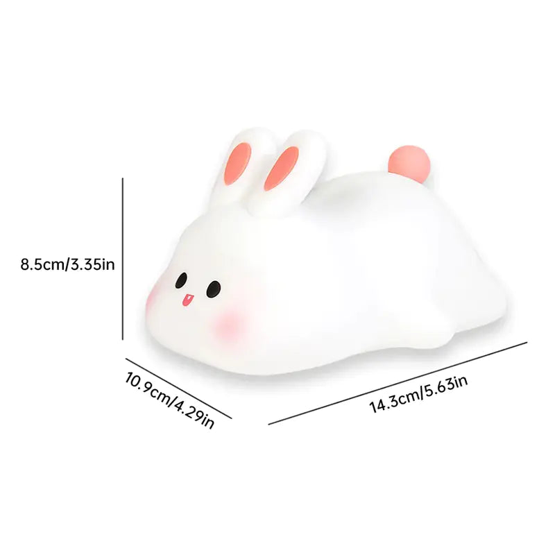Cute LED Night Light Touch Sensor Cartoon Kid's Nightlights Big Face Rabbit Silicone Night Light Christmas Gift Bedside Lamp Home Decor