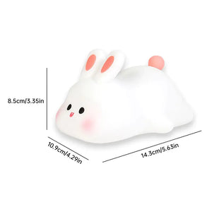 Cute LED Night Light Touch Sensor Cartoon Kid's Nightlights Big Face Rabbit Silicone Night Light Christmas Gift Bedside Lamp Home Decor