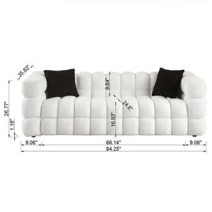 84.3 Length ,35.83 Deepth ,human Body Structure For USA People, Marshmallow Sofa,boucle Sofa ,White Color,3 Seater