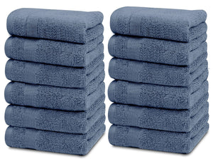 Resort Collection Soft Washcloth Face Body Towel Set 12 Pack Blue 12x12 Luxury