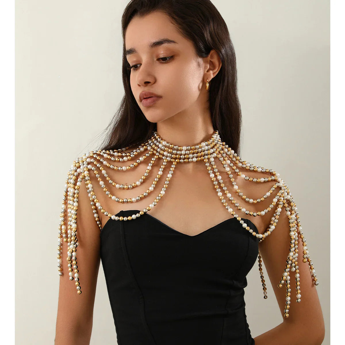 Multi-Layer Tassel Pearl Shoulder Chain