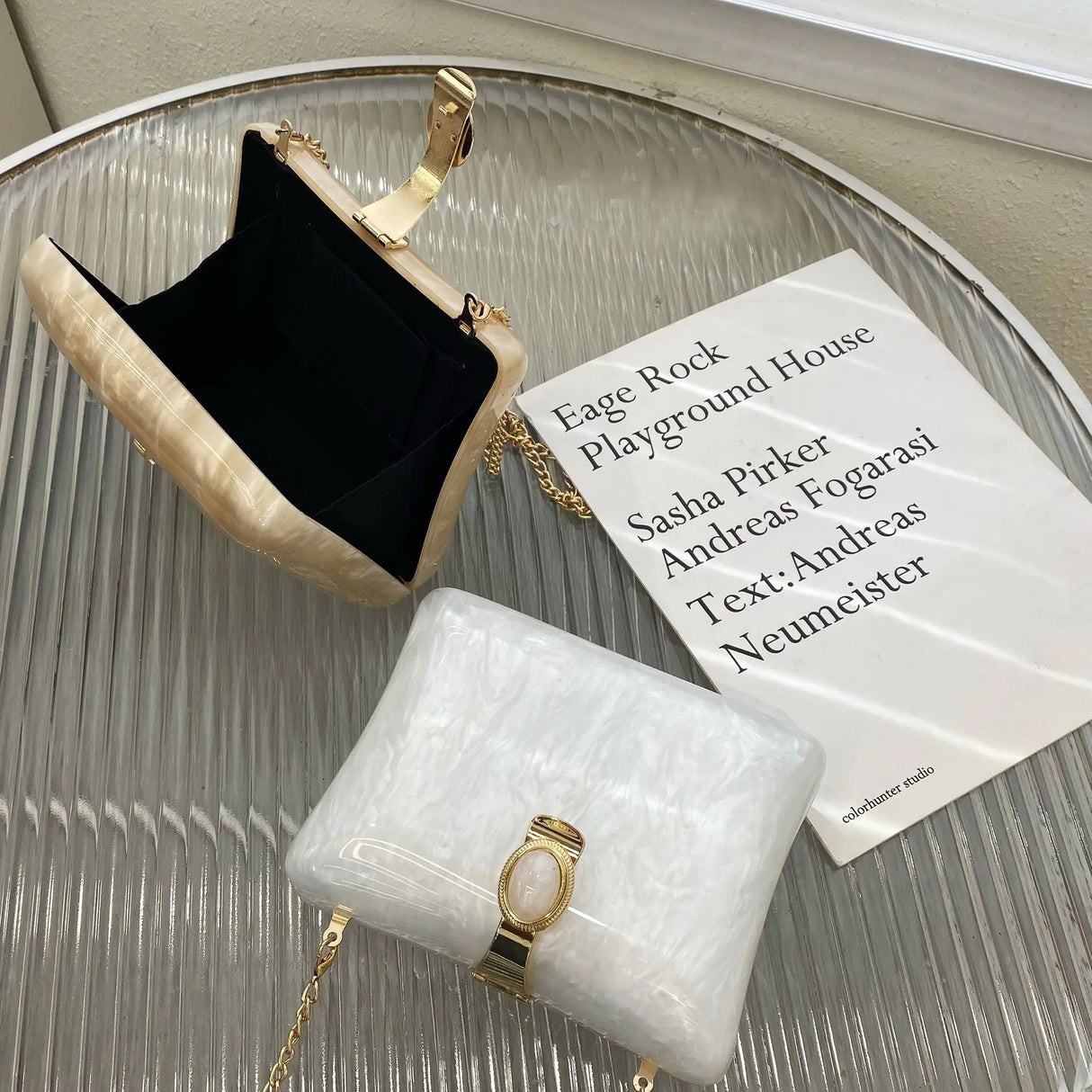 Luxury Pearl White Acrylic Evening Bag for Women