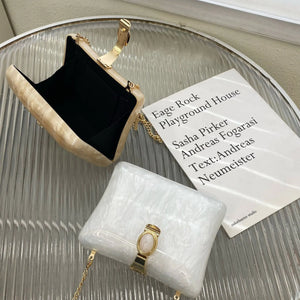 Luxury Pearl White Acrylic Evening Bag for Women