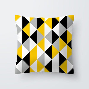 Yellow Pillow Case Cushion Cover Geometric Polyester Pillowcase Home Decorative Yellow Grey Modern Pillow Covers Beautiful Pattern Linen Square Pillow Case For Sofa Couch 45x45CM