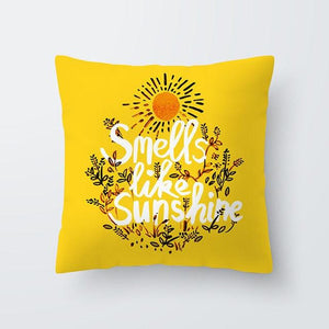Yellow Pillow Case Cushion Cover Geometric Polyester Pillowcase Home Decorative Yellow Grey Modern Pillow Covers Beautiful Pattern Linen Square Pillow Case For Sofa Couch 45x45CM