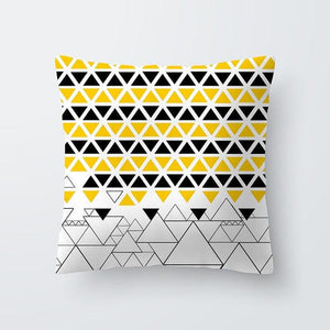 Yellow Pillow Case Cushion Cover Geometric Polyester Pillowcase Home Decorative Yellow Grey Modern Pillow Covers Beautiful Pattern Linen Square Pillow Case For Sofa Couch 45x45CM