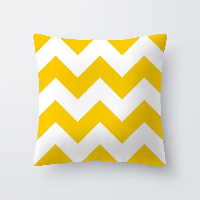 Yellow Pillow Case Cushion Cover Geometric Polyester Pillowcase Home Decorative Yellow Grey Modern Pillow Covers Beautiful Pattern Linen Square Pillow Case For Sofa Couch 45x45CM