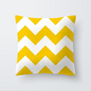 Yellow Pillow Case Cushion Cover Geometric Polyester Pillowcase Home Decorative Yellow Grey Modern Pillow Covers Beautiful Pattern Linen Square Pillow Case For Sofa Couch 45x45CM
