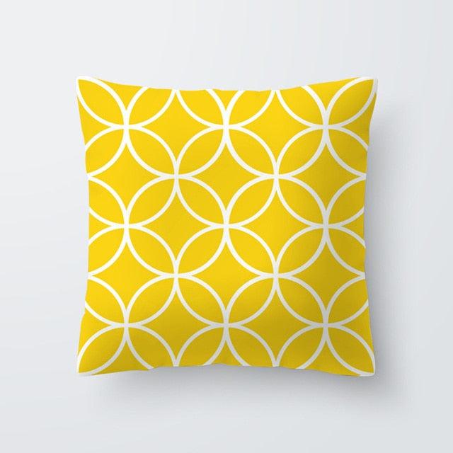 Yellow Pillow Case Cushion Cover Geometric Polyester Pillowcase Home Decorative Yellow Grey Modern Pillow Covers Beautiful Pattern Linen Square Pillow Case For Sofa Couch 45x45CM