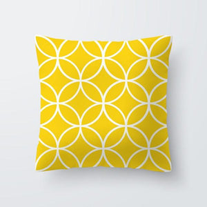 Yellow Pillow Case Cushion Cover Geometric Polyester Pillowcase Home Decorative Yellow Grey Modern Pillow Covers Beautiful Pattern Linen Square Pillow Case For Sofa Couch 45x45CM