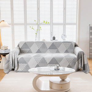 Chenille Geometric Patterned Sofa Throw, Couch Covers for Sectionals for Pets, Throw Cover for Couch