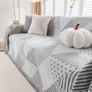 Chenille Geometric Patterned Sofa Throw, Couch Covers for Sectionals for Pets, Throw Cover for Couch