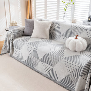 Chenille Geometric Patterned Sofa Throw, Couch Covers for Sectionals for Pets, Throw Cover for Couch