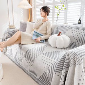 Chenille Geometric Patterned Sofa Throw, Couch Covers for Sectionals for Pets, Throw Cover for Couch