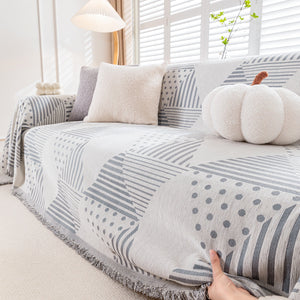 Chenille Geometric Patterned Sofa Throw, Couch Covers for Sectionals for Pets, Throw Cover for Couch