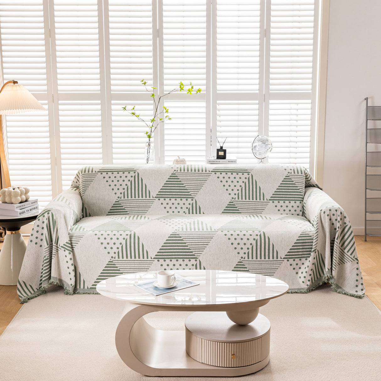 Chenille Geometric Patterned Sofa Throw, Couch Covers for Sectionals for Pets, Throw Cover for Couch