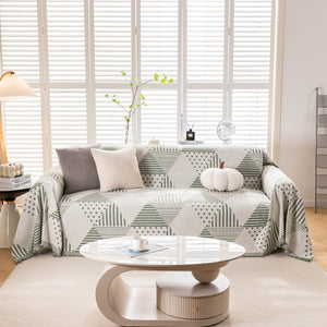 Chenille Geometric Patterned Sofa Throw, Couch Covers for Sectionals for Pets, Throw Cover for Couch