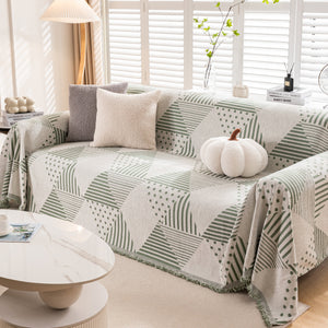 Chenille Geometric Patterned Sofa Throw, Couch Covers for Sectionals for Pets, Throw Cover for Couch