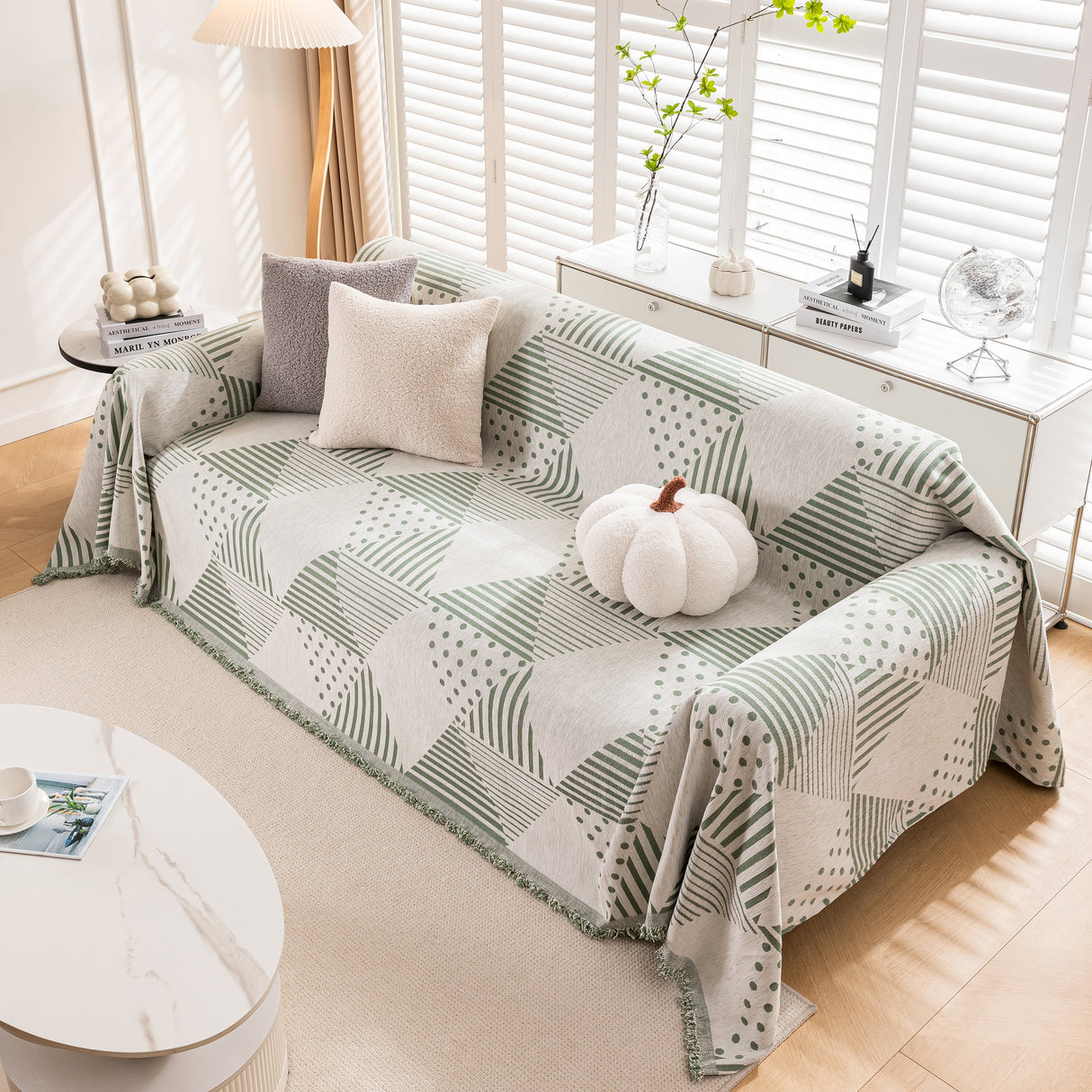 Chenille Geometric Patterned Sofa Throw, Couch Covers for Sectionals for Pets, Throw Cover for Couch