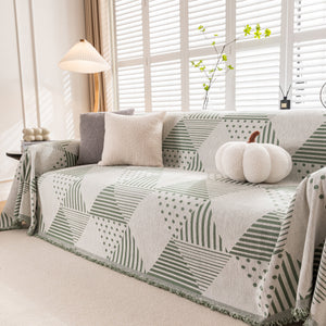 Chenille Geometric Patterned Sofa Throw, Couch Covers for Sectionals for Pets, Throw Cover for Couch