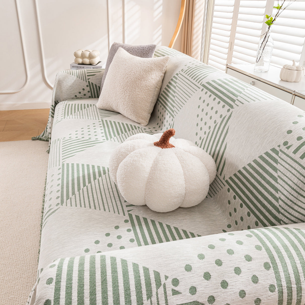 Chenille Geometric Patterned Sofa Throw, Couch Covers for Sectionals for Pets, Throw Cover for Couch