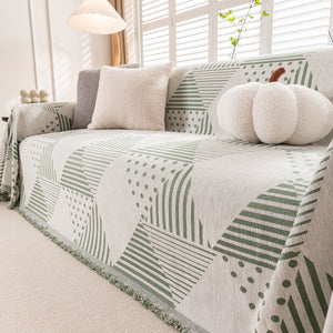 Chenille Geometric Patterned Sofa Throw, Couch Covers for Sectionals for Pets, Throw Cover for Couch