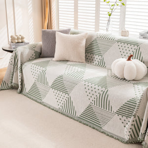 Chenille Geometric Patterned Sofa Throw, Couch Covers for Sectionals for Pets, Throw Cover for Couch
