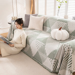 Chenille Geometric Patterned Sofa Throw, Couch Covers for Sectionals for Pets, Throw Cover for Couch