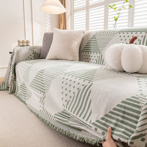 Chenille Geometric Patterned Sofa Throw, Couch Covers for Sectionals for Pets, Throw Cover for Couch