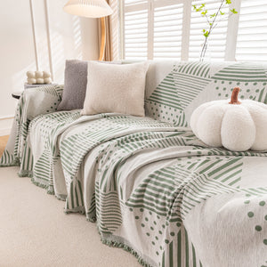 Chenille Geometric Patterned Sofa Throw, Couch Covers for Sectionals for Pets, Throw Cover for Couch