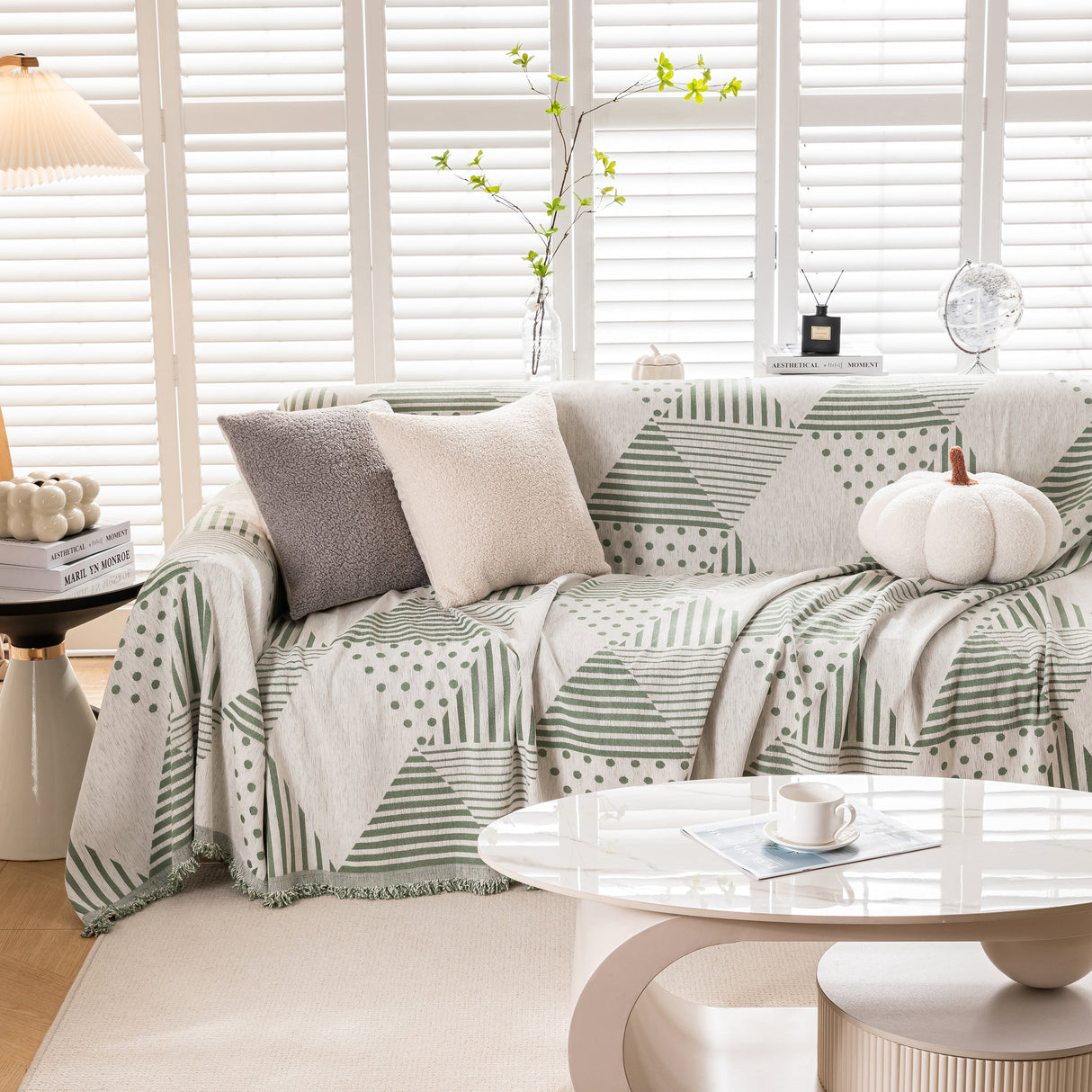 Chenille Geometric Patterned Sofa Throw, Couch Covers for Sectionals for Pets, Throw Cover for Couch