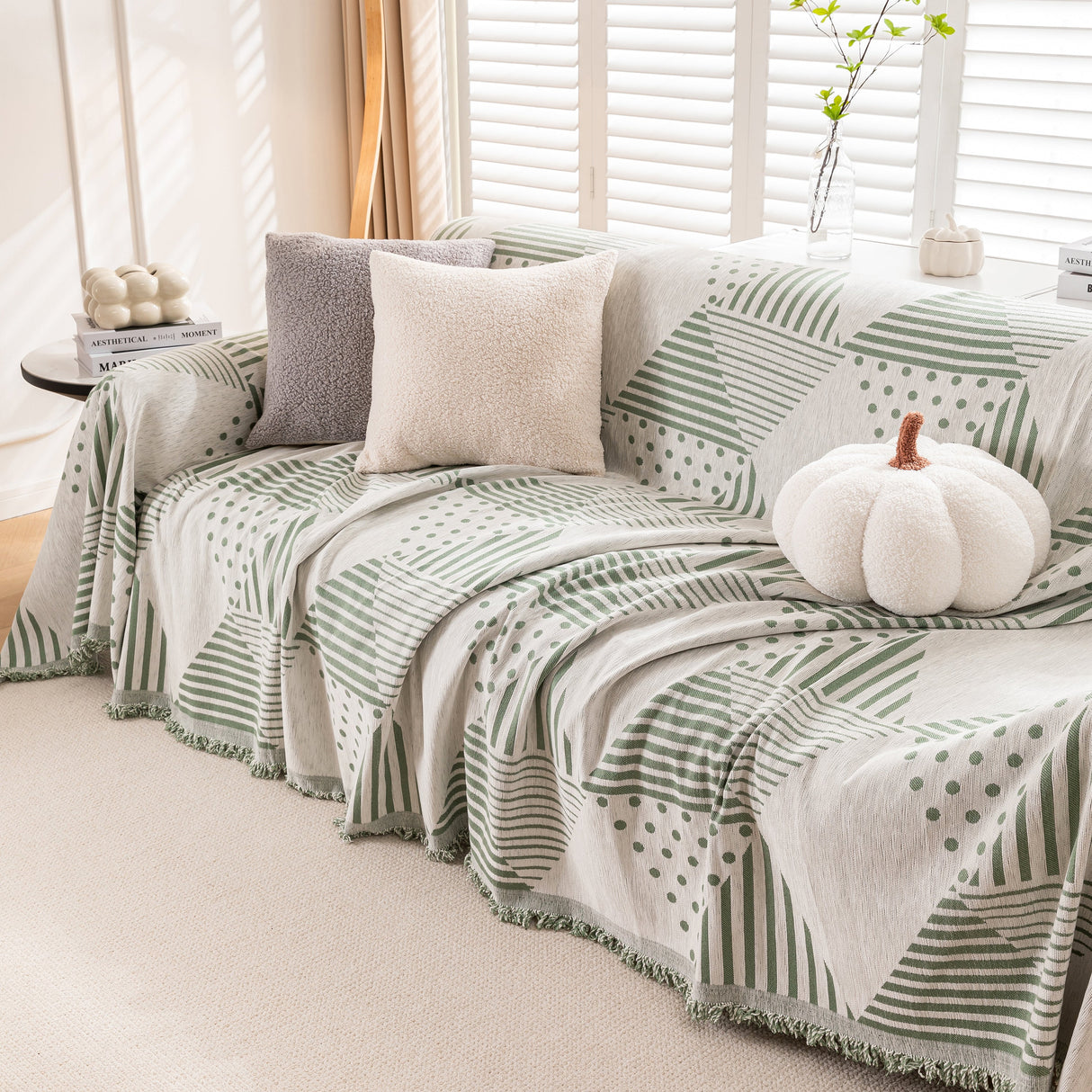 Chenille Geometric Patterned Sofa Throw, Couch Covers for Sectionals for Pets, Throw Cover for Couch