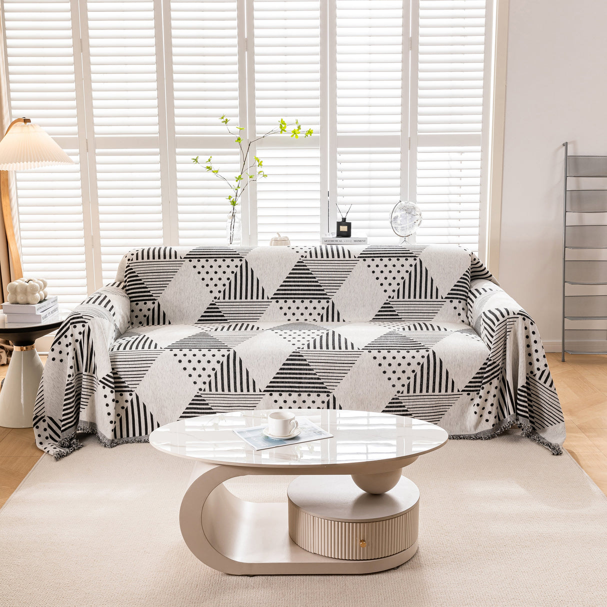 Chenille Geometric Patterned Sofa Throw, Couch Covers for Sectionals for Pets, Throw Cover for Couch