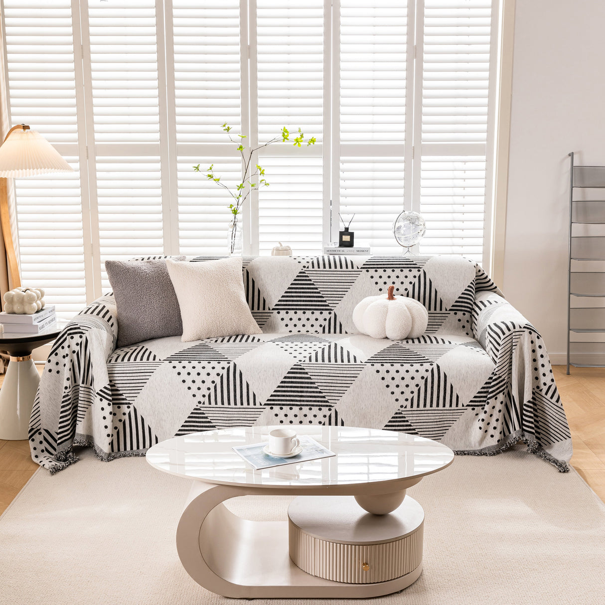 Chenille Geometric Patterned Sofa Throw, Couch Covers for Sectionals for Pets, Throw Cover for Couch