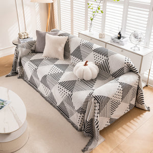 Chenille Geometric Patterned Sofa Throw, Couch Covers for Sectionals for Pets, Throw Cover for Couch