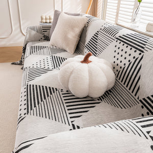 Chenille Geometric Patterned Sofa Throw, Couch Covers for Sectionals for Pets, Throw Cover for Couch