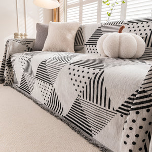 Chenille Geometric Patterned Sofa Throw, Couch Covers for Sectionals for Pets, Throw Cover for Couch