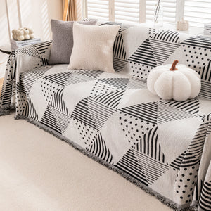 Chenille Geometric Patterned Sofa Throw, Couch Covers for Sectionals for Pets, Throw Cover for Couch
