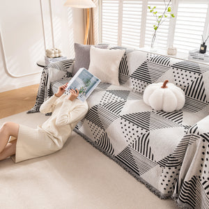 Chenille Geometric Patterned Sofa Throw, Couch Covers for Sectionals for Pets, Throw Cover for Couch