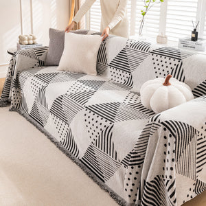 Chenille Geometric Patterned Sofa Throw, Couch Covers for Sectionals for Pets, Throw Cover for Couch