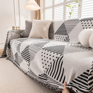 Chenille Geometric Patterned Sofa Throw, Couch Covers for Sectionals for Pets, Throw Cover for Couch