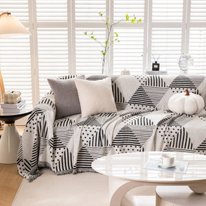 Chenille Geometric Patterned Sofa Throw, Couch Covers for Sectionals for Pets, Throw Cover for Couch