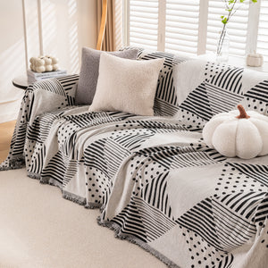 Chenille Geometric Patterned Sofa Throw, Couch Covers for Sectionals for Pets, Throw Cover for Couch