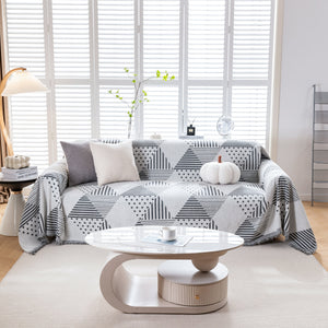 Chenille Geometric Patterned Sofa Throw, Couch Covers for Sectionals for Pets, Throw Cover for Couch