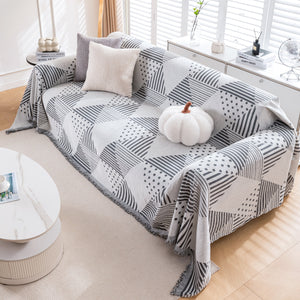 Chenille Geometric Patterned Sofa Throw, Couch Covers for Sectionals for Pets, Throw Cover for Couch
