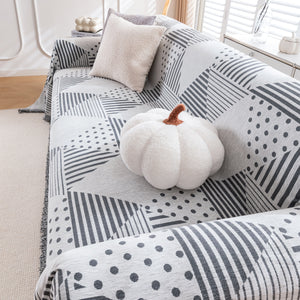 Chenille Geometric Patterned Sofa Throw, Couch Covers for Sectionals for Pets, Throw Cover for Couch