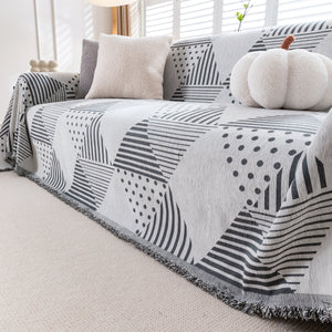 Chenille Geometric Patterned Sofa Throw, Couch Covers for Sectionals for Pets, Throw Cover for Couch