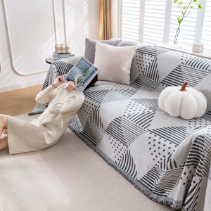 Chenille Geometric Patterned Sofa Throw, Couch Covers for Sectionals for Pets, Throw Cover for Couch