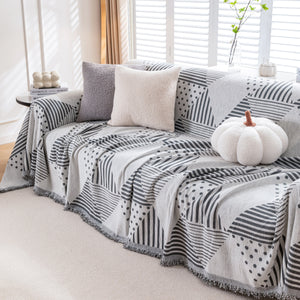Chenille Geometric Patterned Sofa Throw, Couch Covers for Sectionals for Pets, Throw Cover for Couch